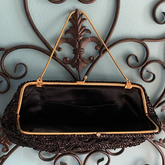 EUC Beaded Sequin Evening Clutch Black - Picture 4 of 4